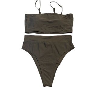 Grey high waisted bikini set